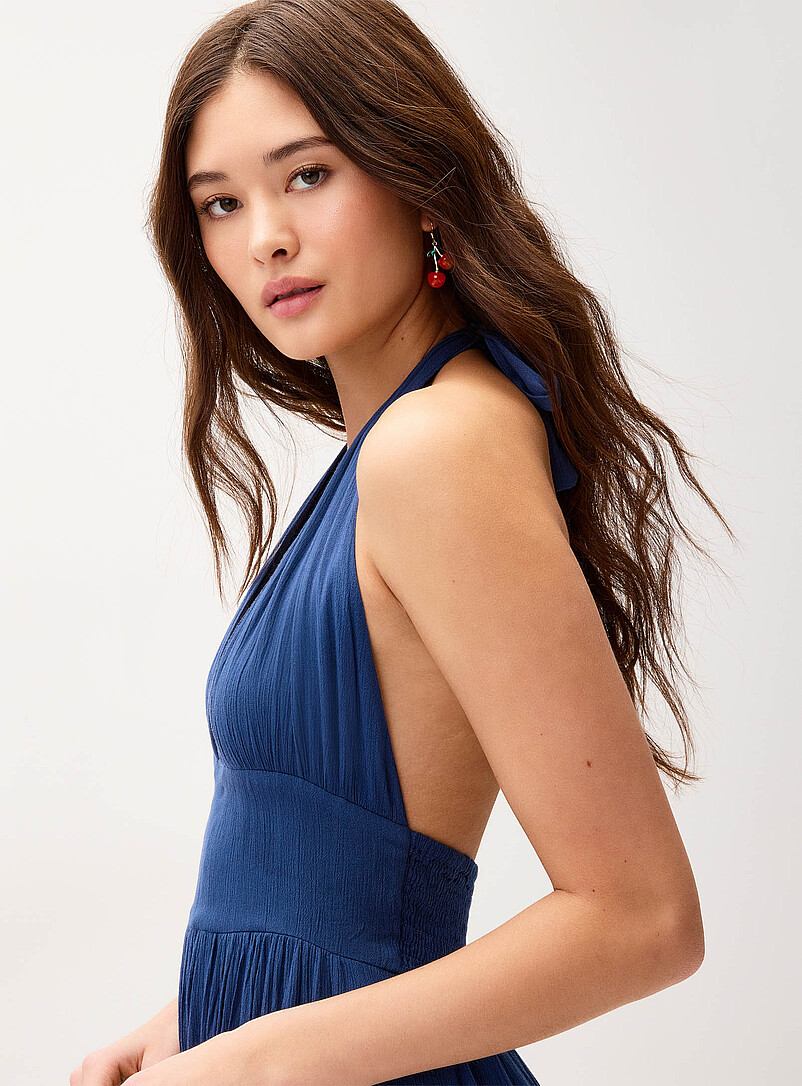 Twik Blue  Crinkled halter-neck maxi dress for women