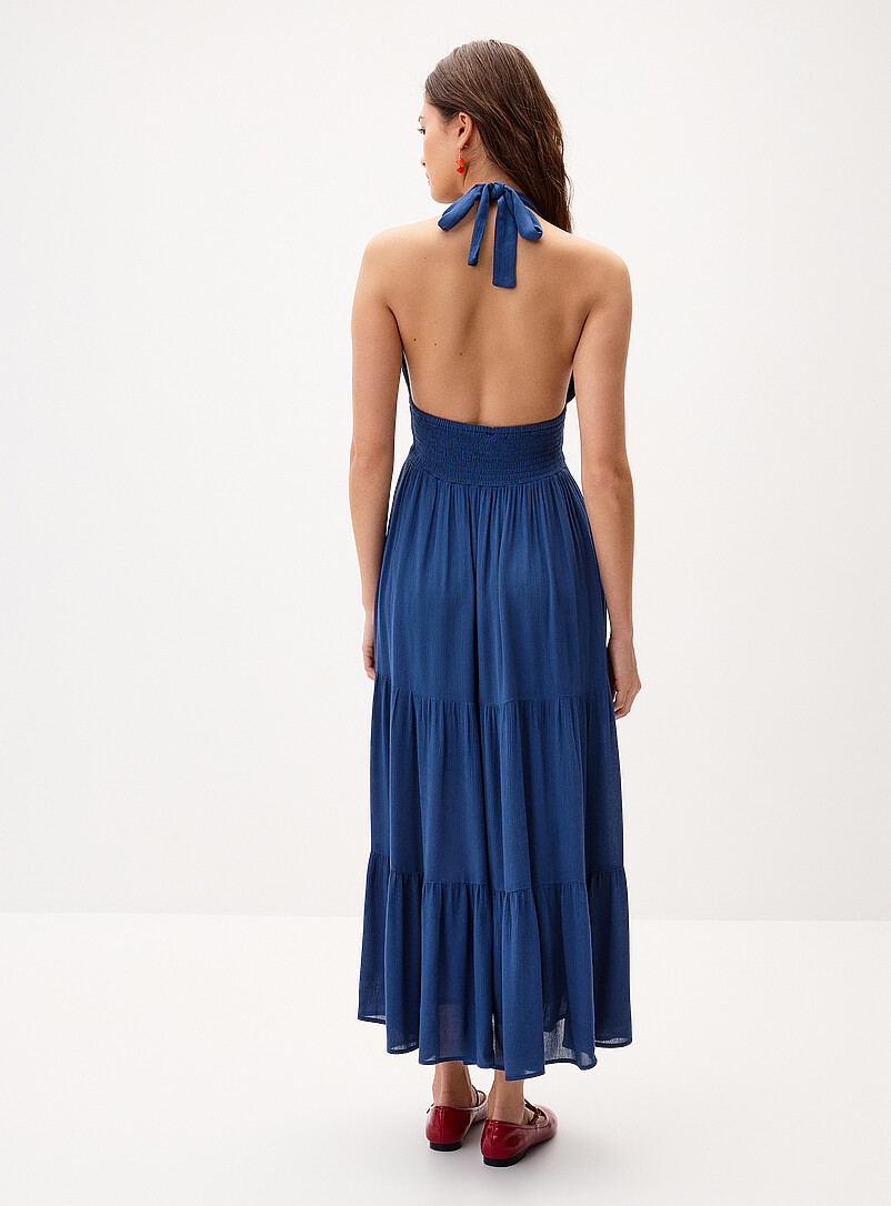 Twik Blue  Crinkled halter-neck maxi dress for women
