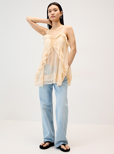 Sheer ruffled cami