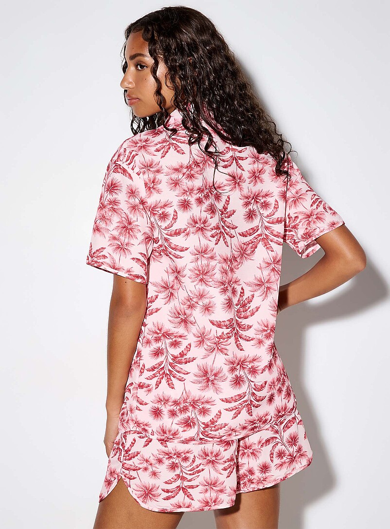 Simons Green Vacation-pattern pocket shirt for women