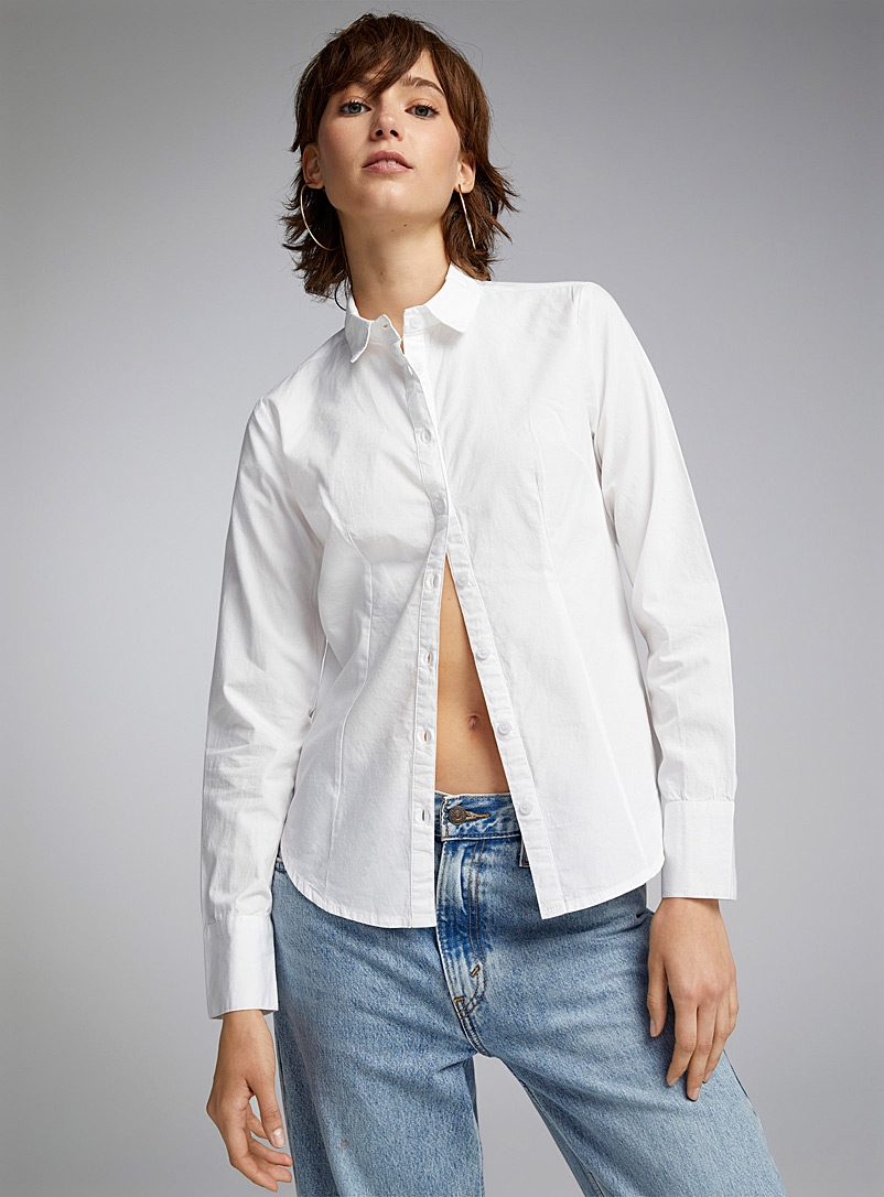 Twik: La chemise ajustée pur coton Blanc pour femme