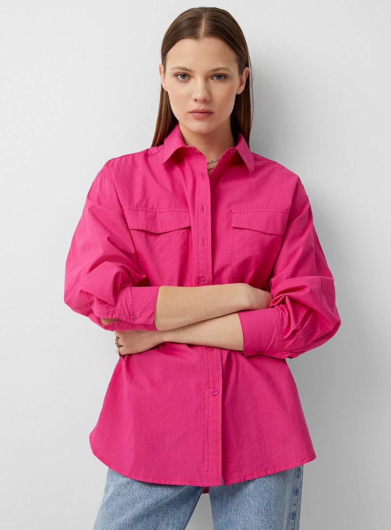 Twik: La chemise ample couleur pop Rose pour femme