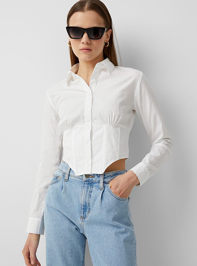 Twik White Poplin bustier shirt for women