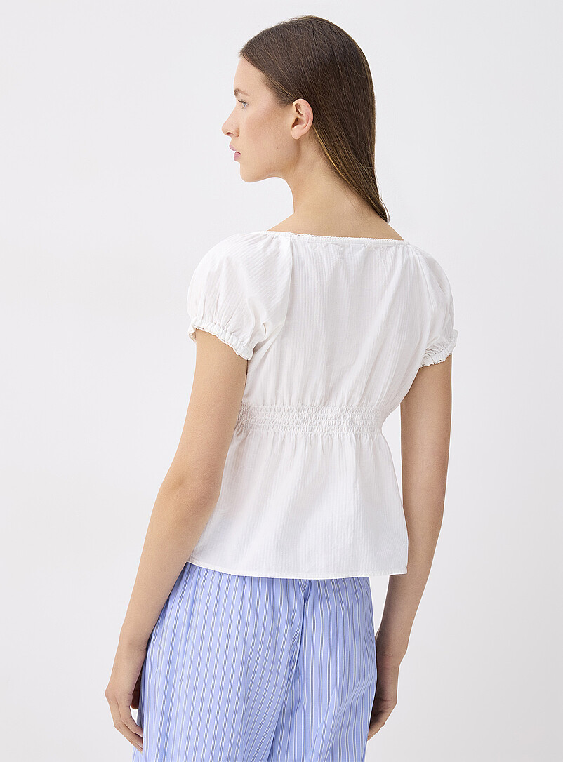 Twik Navy/Midnight Blue Scoop-neck peasant blouse for women