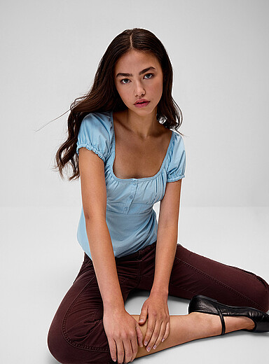 Scoop-neck peasant blouse