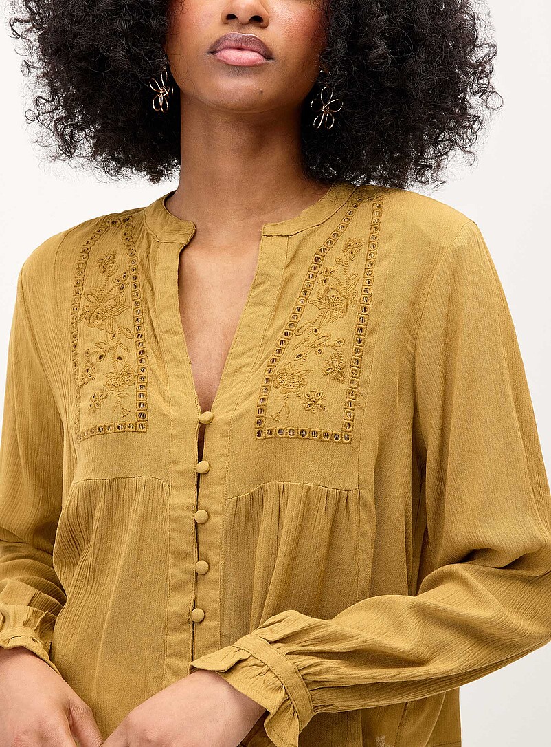 Twik: La blouse effet froiss&eacute; Kaki - Sauge - Olive pour femme