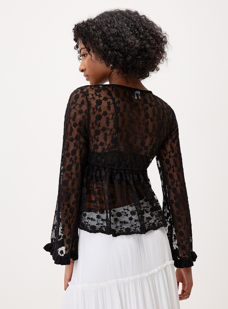 Twik: La blouse ouverte dentelle Noir pour femme