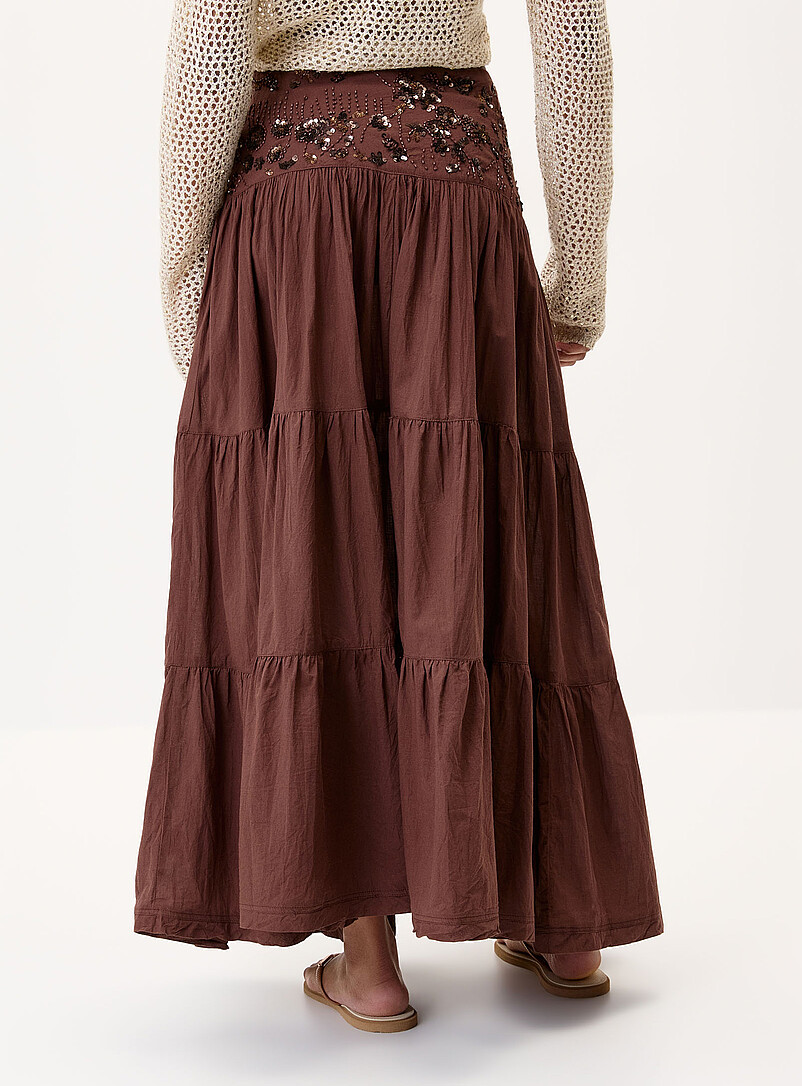 Twik: La jupe maxi taille paillettes Ivoire - Beige cr&egrave;me pour femme