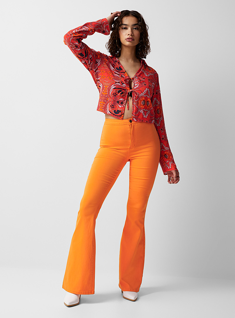Twik Patterned Orange Bows vintage blouse for women