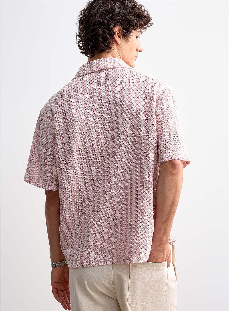 Lattice crochet-knit shirt Comfort fit product image 3