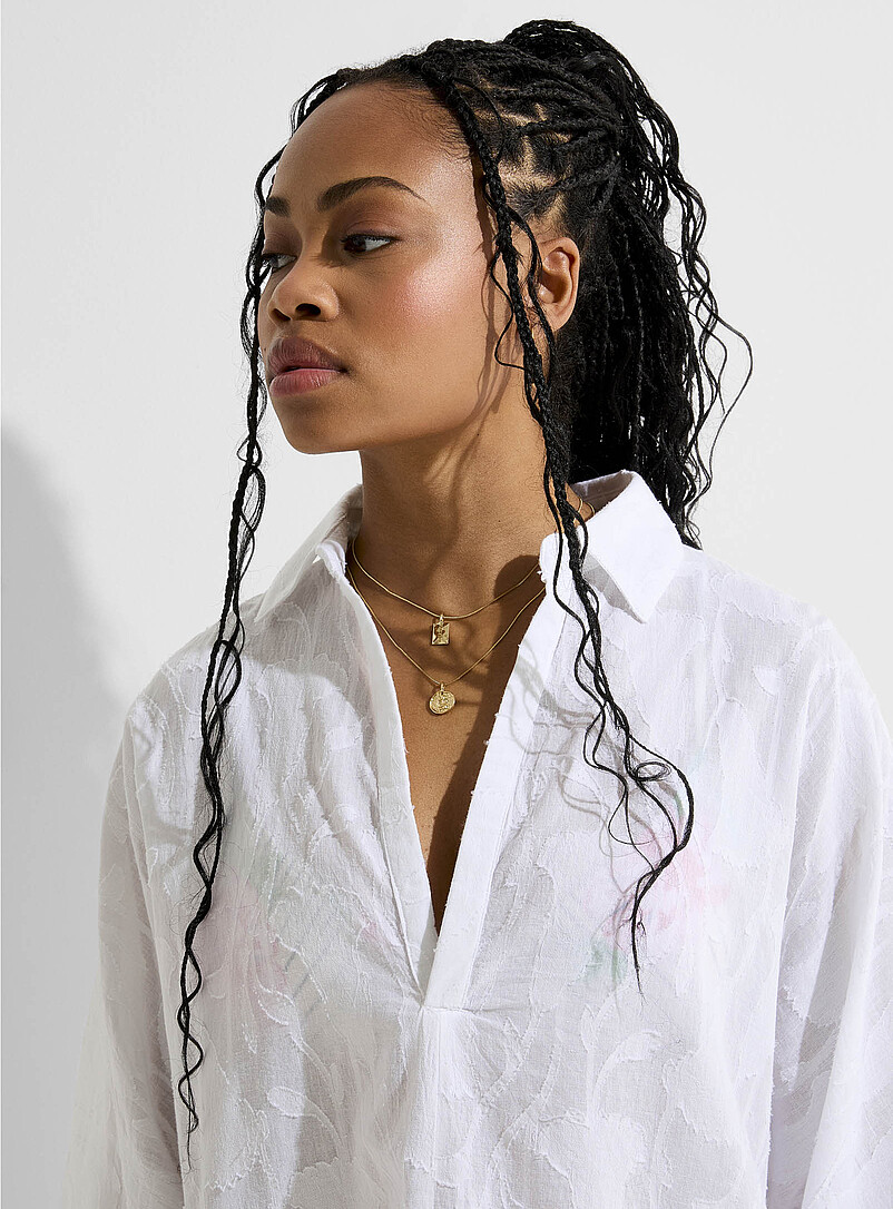 Devoré pattern 3/4-sleeve tunic product image 2