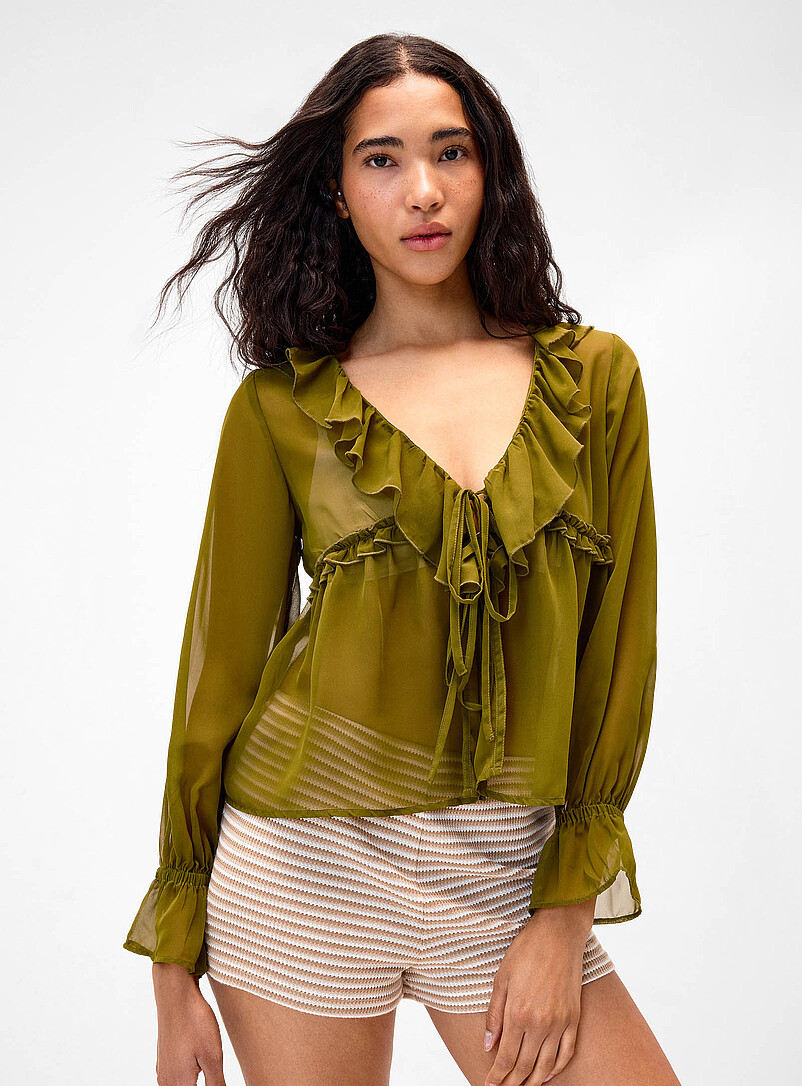 Ruffles sheer chiffon blouse product image (primary)