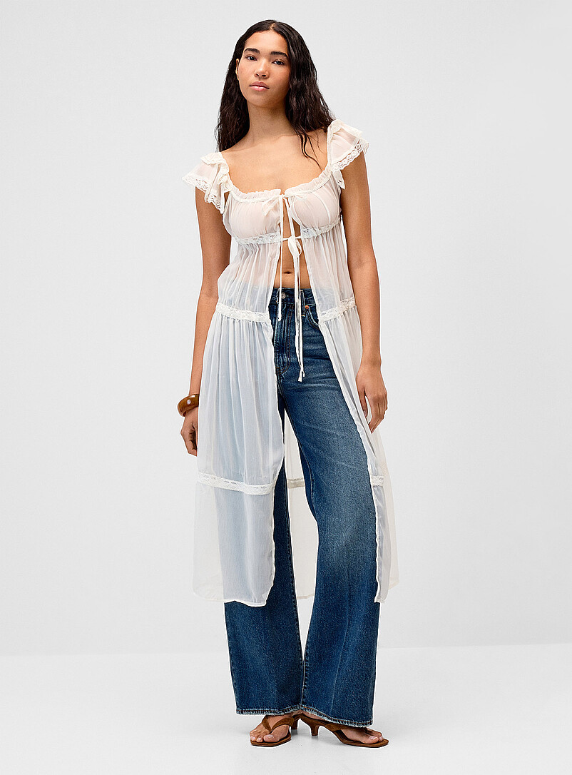 Sheer chiffon tie-up maxi tunic product image (primary)