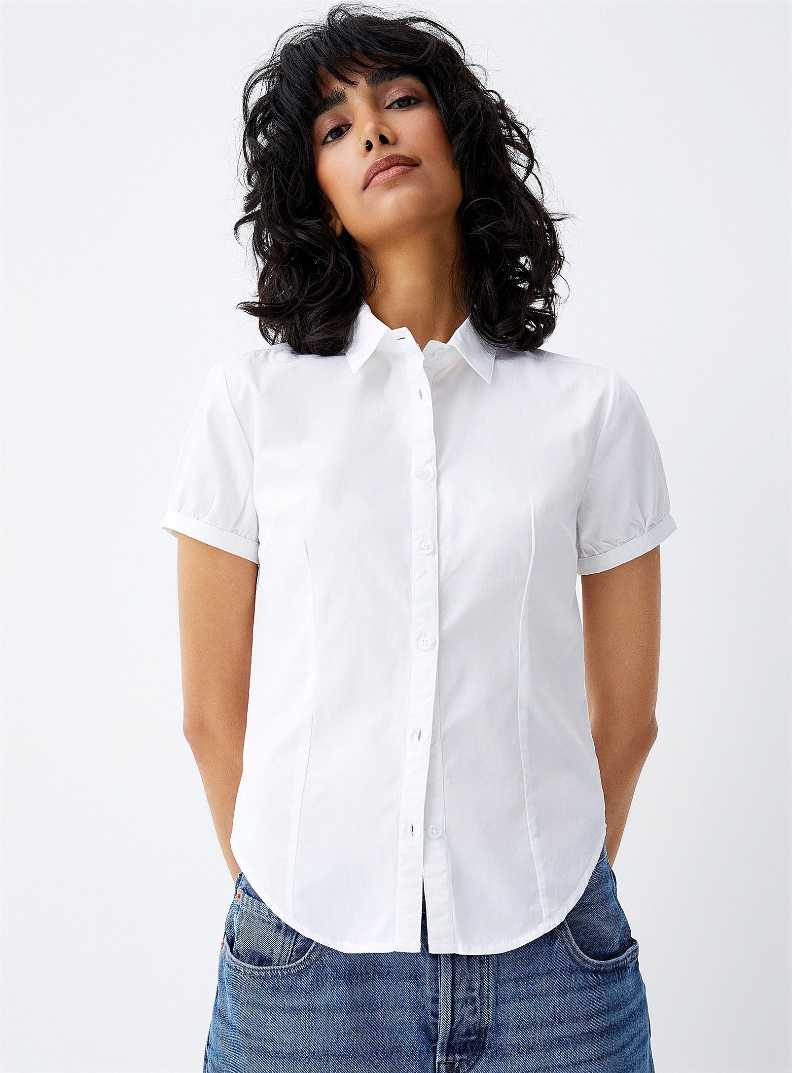 Twik Puff-sleeve Shirt In White