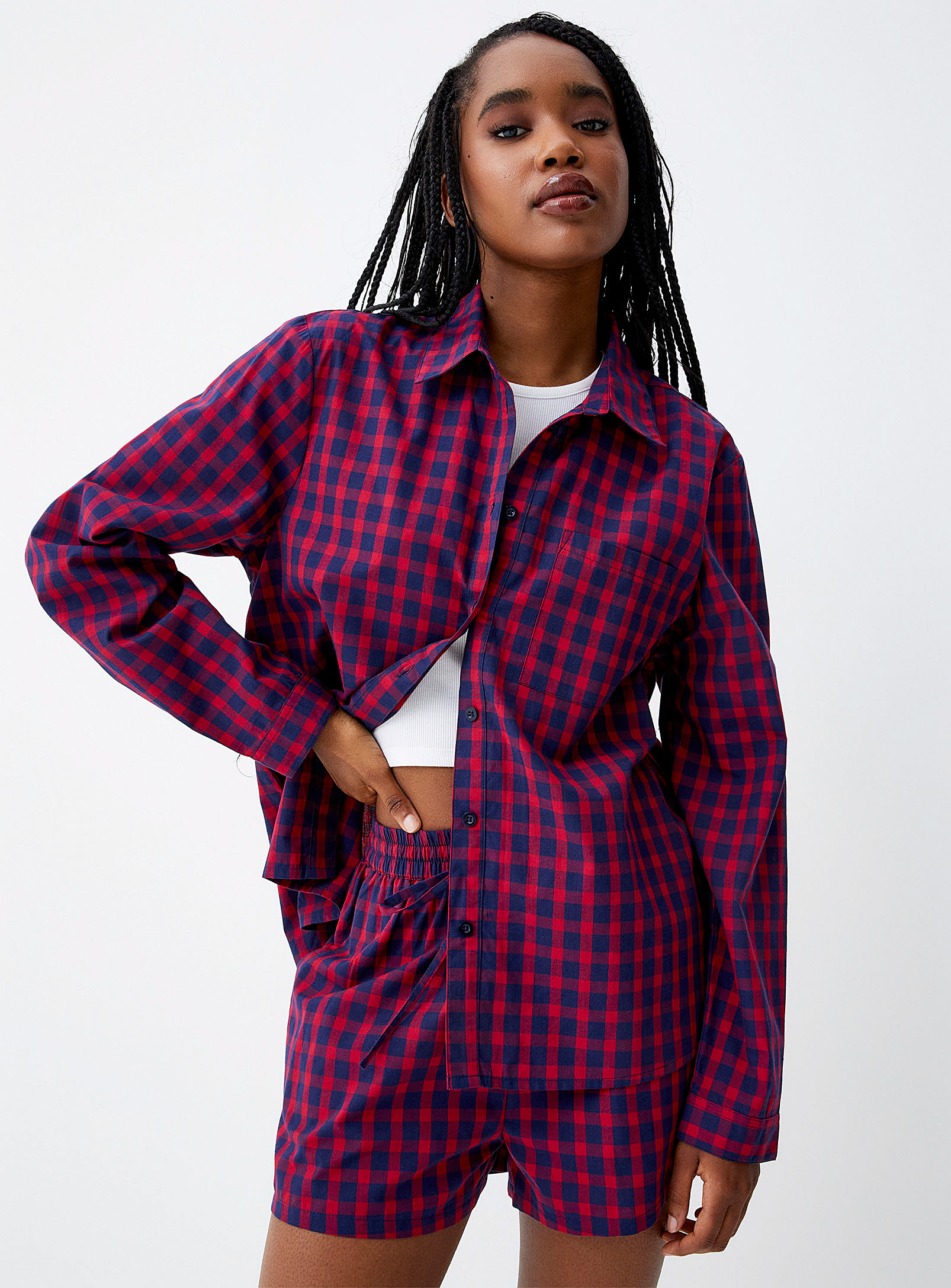 Twik Checkered Loose Shirt In Patterned Red