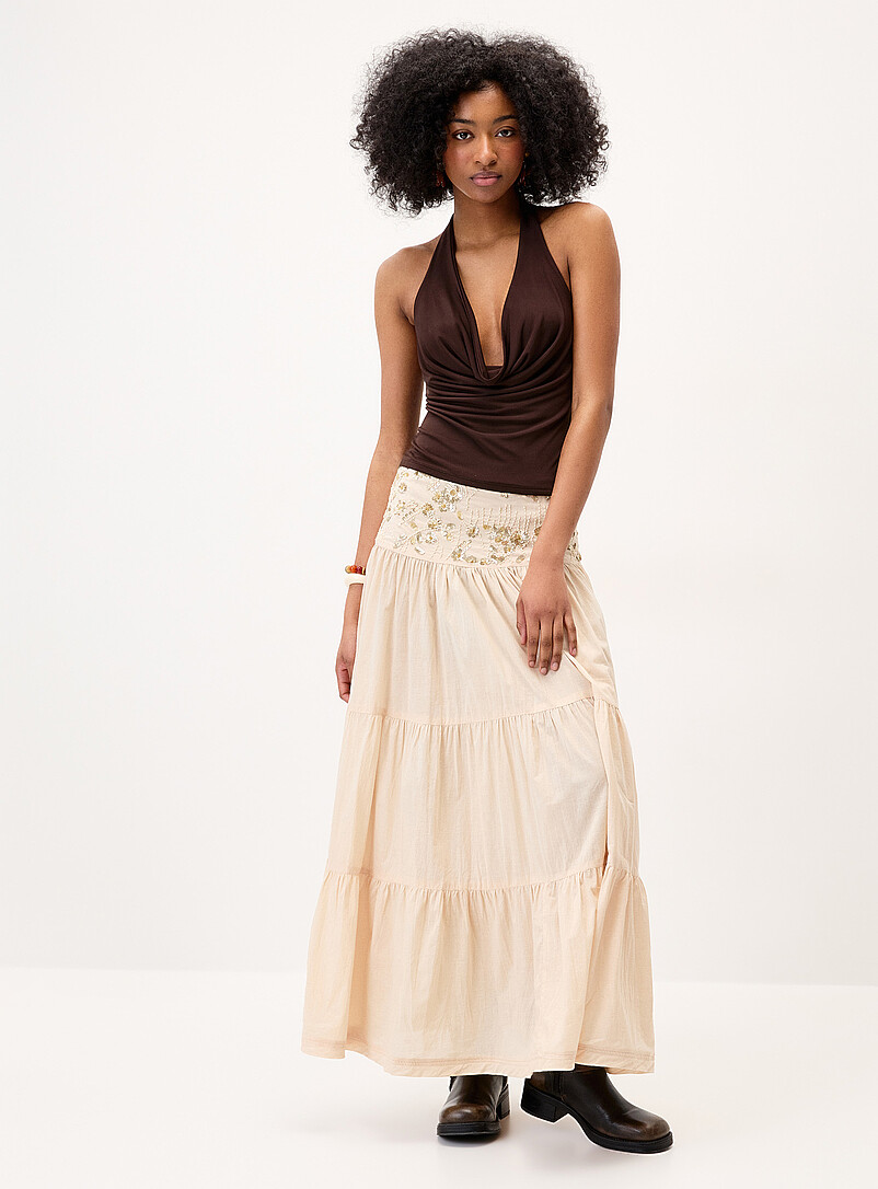 Sequined-Waist Maxi Skirt