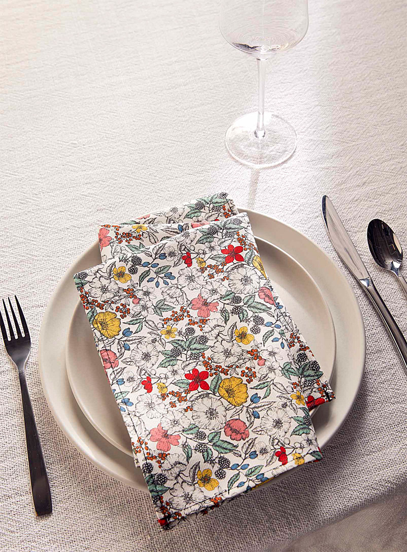 Simons Maison: La serviette de table Bramble Faite avec un tissu Liberty Blanc à motifs