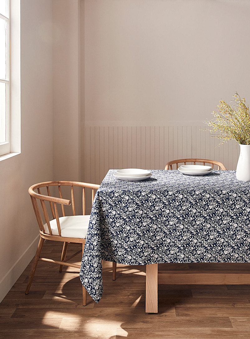 Simons Maison Patterned Blue Summer Blooms tablecloth Made with Liberty Fabric