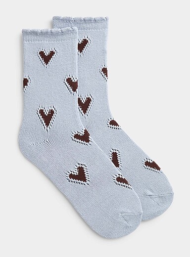 Scalloped-trim red heart socks