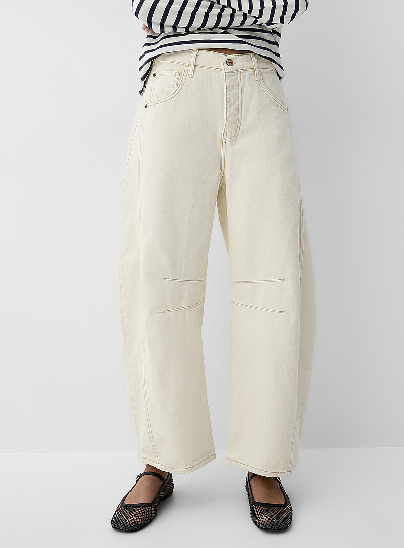 Free People Ecru/Linen Good Luck barrel jean for women