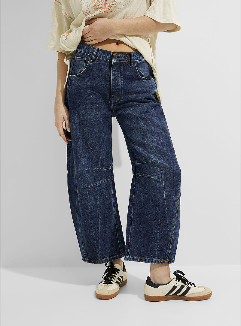 Free People Ecru/Linen Good Luck barrel jean for women