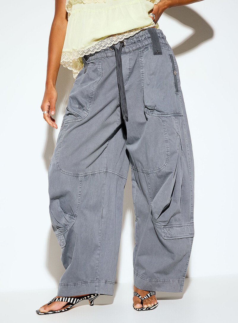 Free People Taupe Onset cargo parachute pant for women