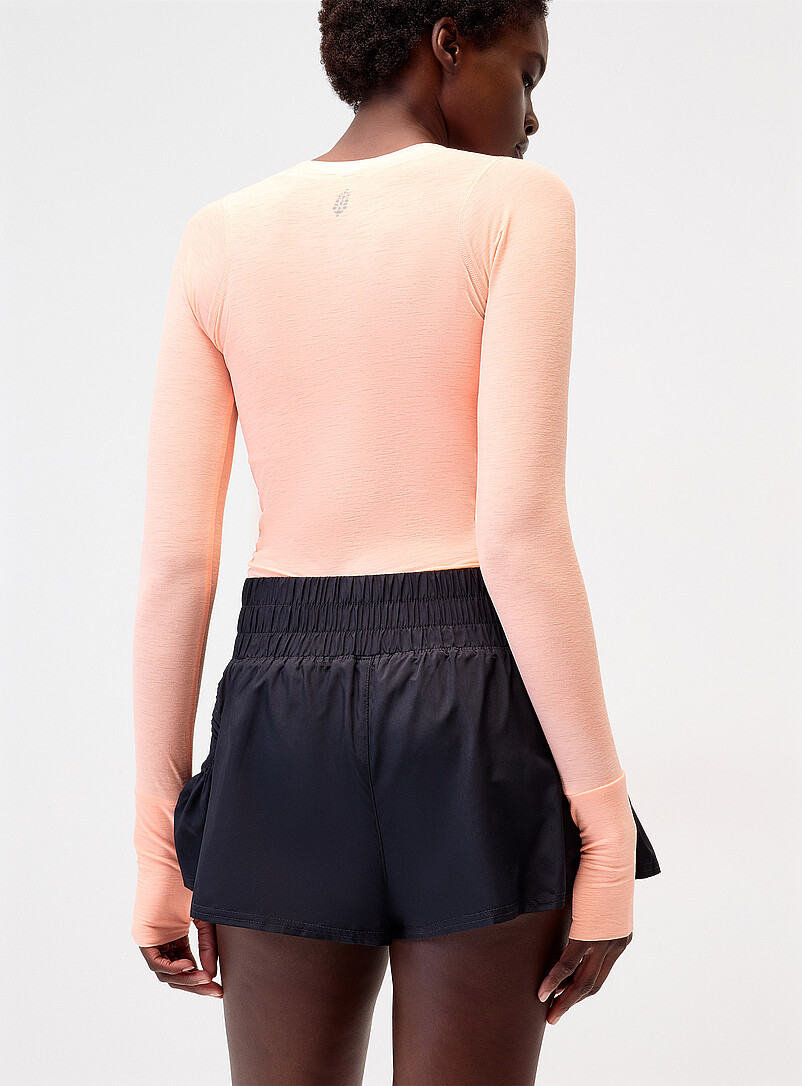 Free People Dusky Pink Get Your Flirt On flared fluid short Built-in underwear for women