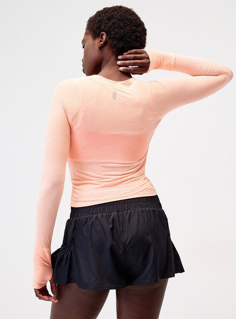 Free People Dusky Pink Tempo ruched long-sleeve T-shirt for women