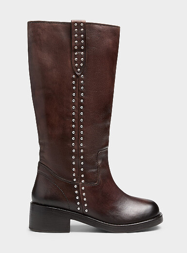 Free People Brown Blazing studded leather tall boots Women for women