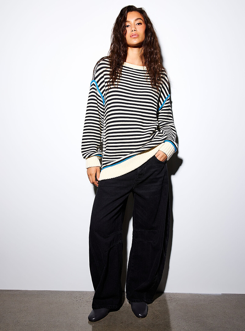 Contrasting inside-out effect pure cotton sweater product image 2