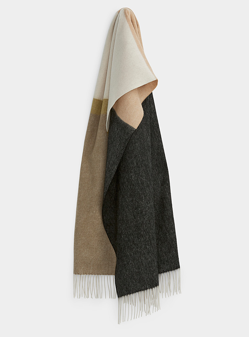 Part Two: L'écharpe laine blocs couleurs Noir à motifs pour femme