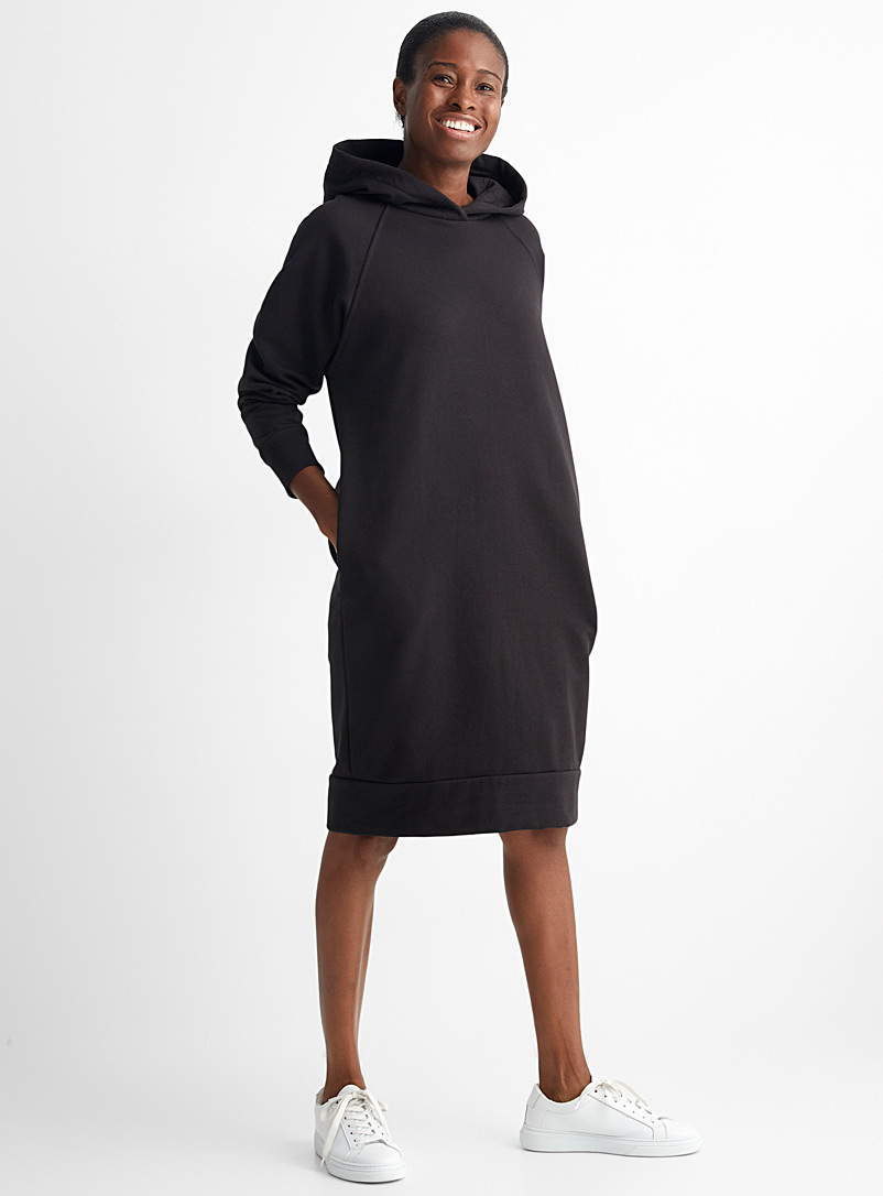 Part Two Black Luana hooded fleece dress for women
