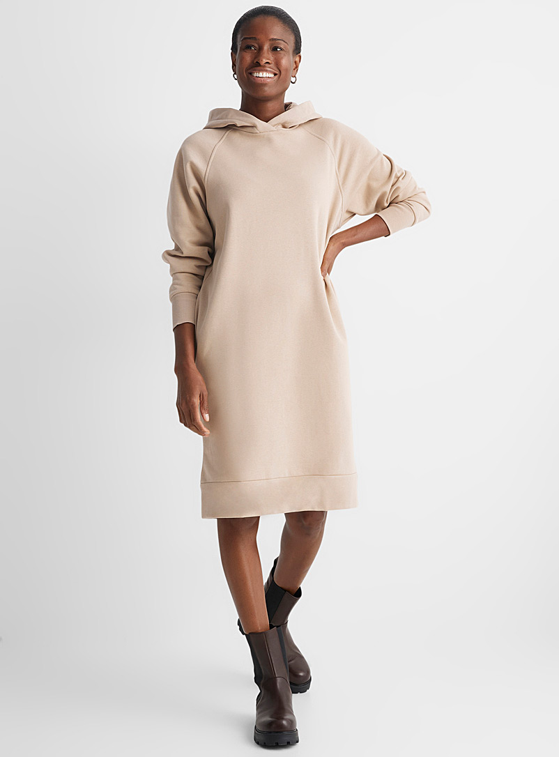 Part Two Light Brown Luana hooded fleece dress for women