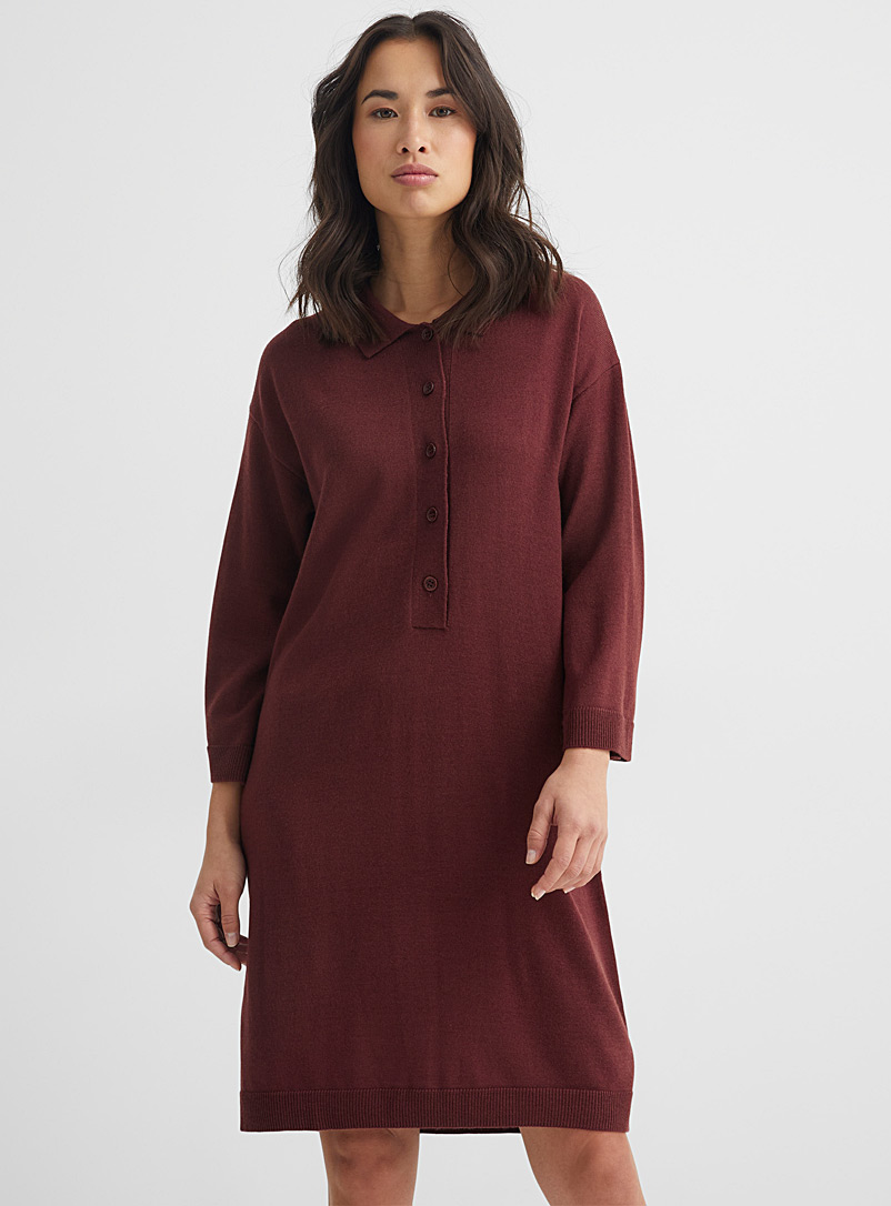Part Two Copper Luci polo-collar knit dress for women