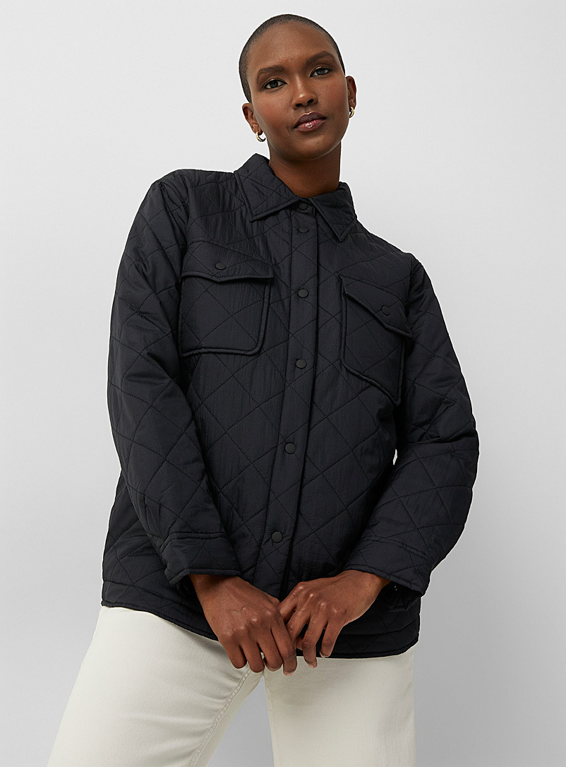 Part Two Black Nea diamond-quilted overshirt for women