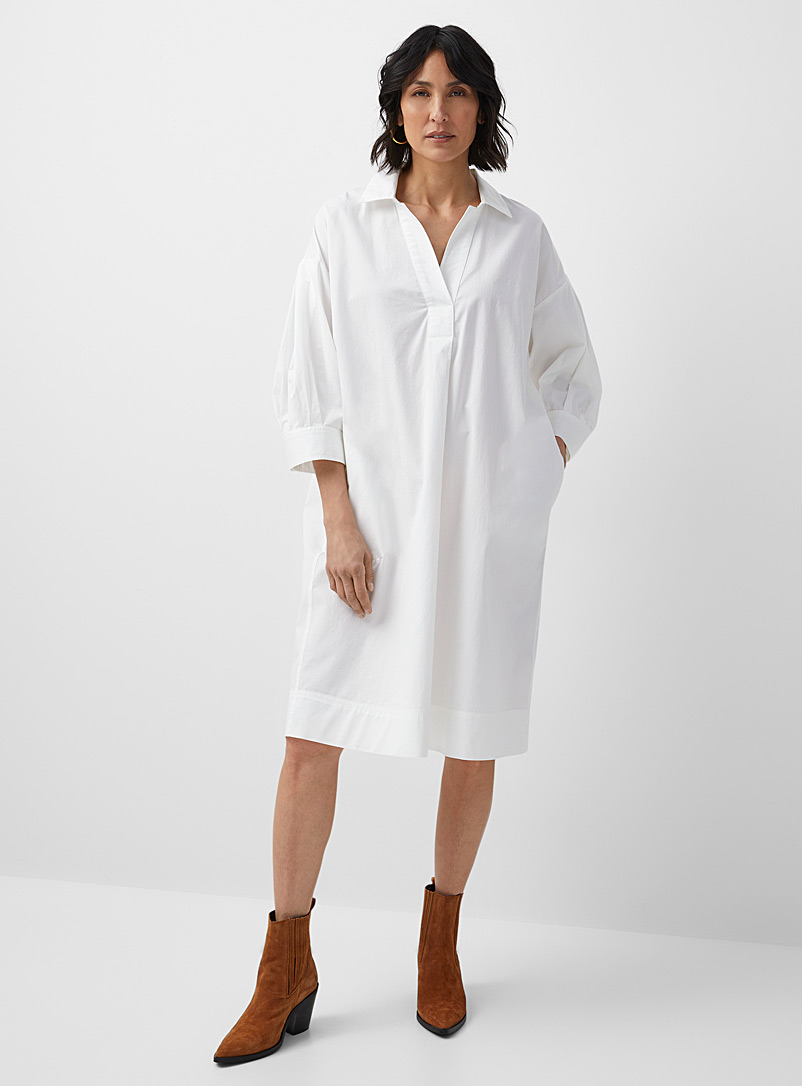 Part Two: La robe surdimensionnée col chemise Noleen Blanc pour femme