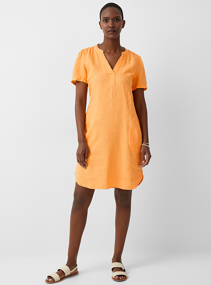 Part Two Medium Yellow Aminase khaki linen shift dress for women