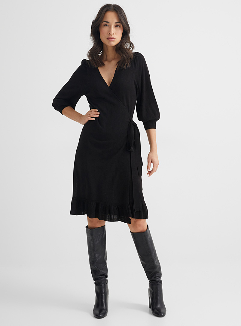 Part Two: La robe portefeuille Lyna Noir pour femme