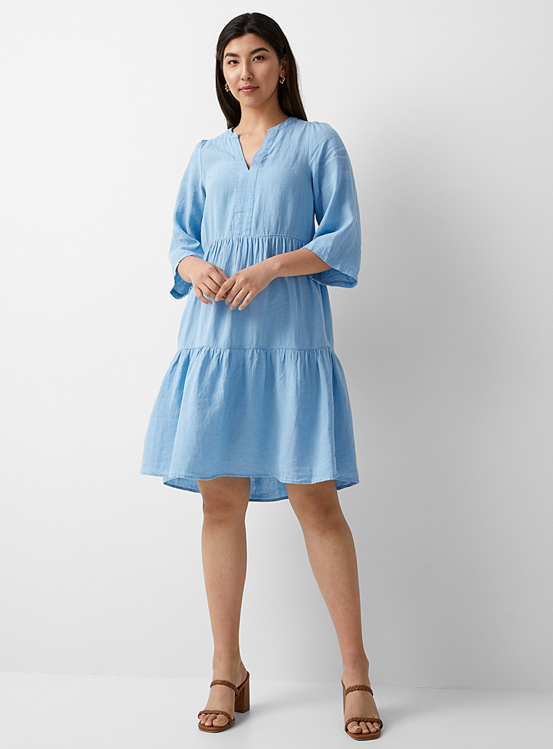 Part Two Blue Nahlas tiered linen dress for women