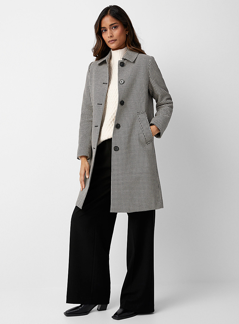 Part Two Black and White Shelly houndstooth straight-fit trench coat for women
