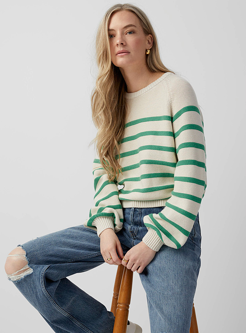 Part Two Kelly Green Saya fresh stripes sweater for women