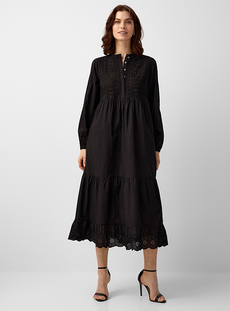 Part Two Black Seia broderie anglaise maxi dress for women