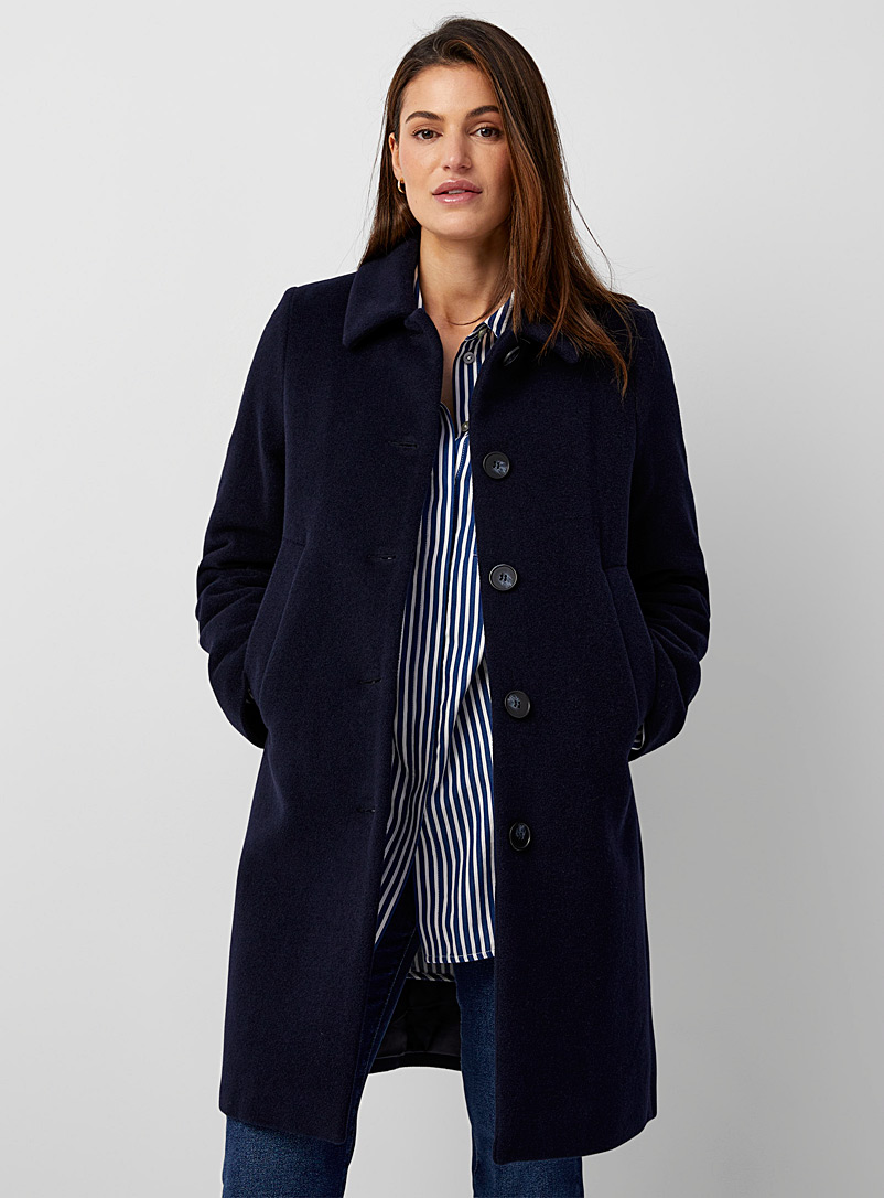 Part Two Marine Blue Kamillas shirt-collar wool overcoat for women
