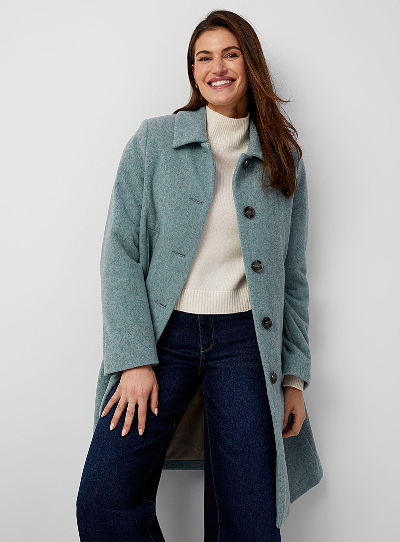 Part Two Baby Blue Kamillas shirt-collar wool overcoat for women