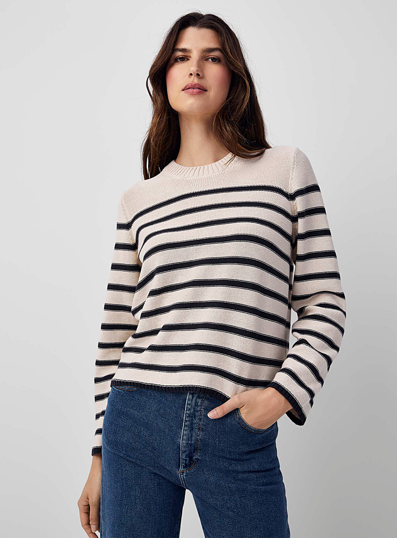Part Two Marine Blue Horizontal stripes cotton sweater for women