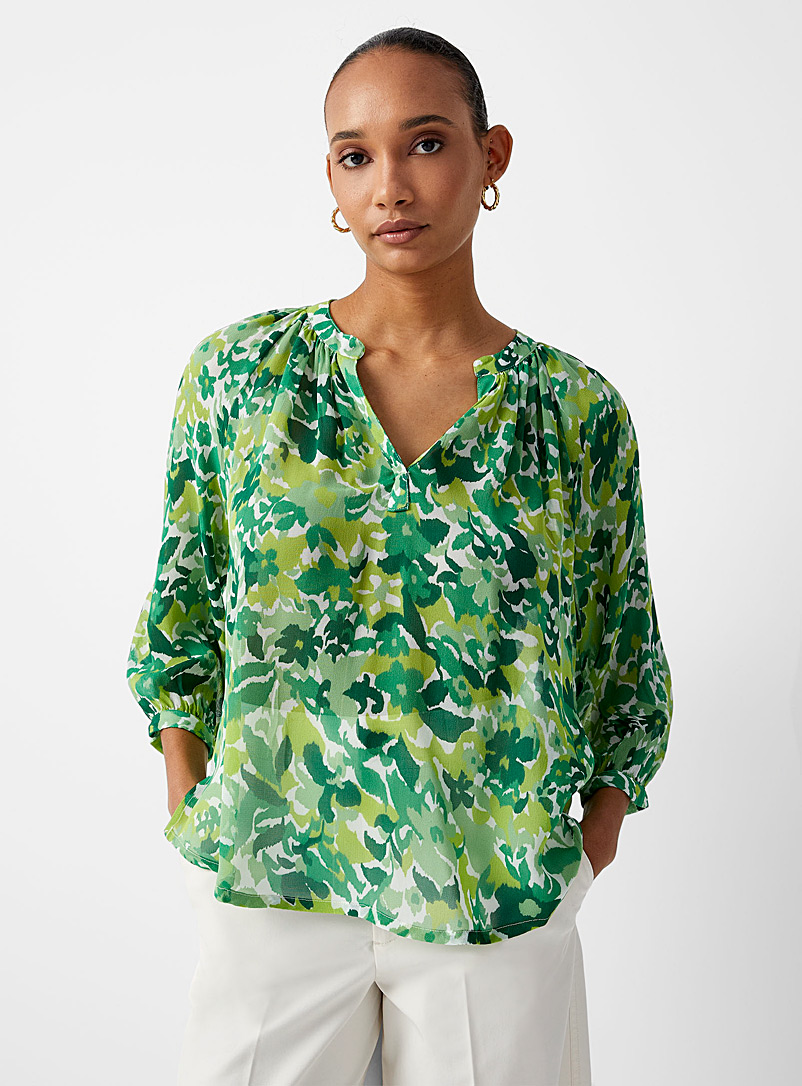 Part Two: La blouse chiffon paradis luxuriant Erdonae Vert pâle-lime pour femme