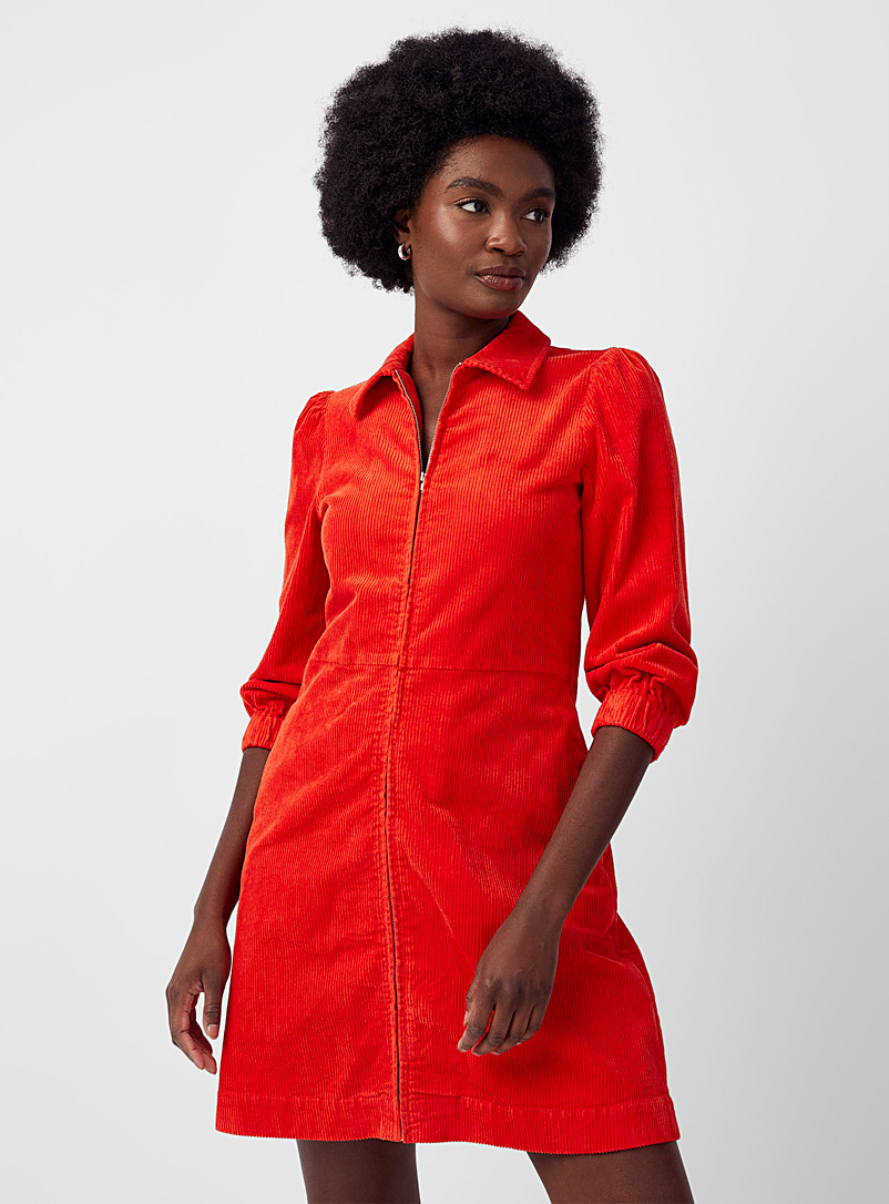 Part Two Tangerine Eyvor zippered corduroy dress for women