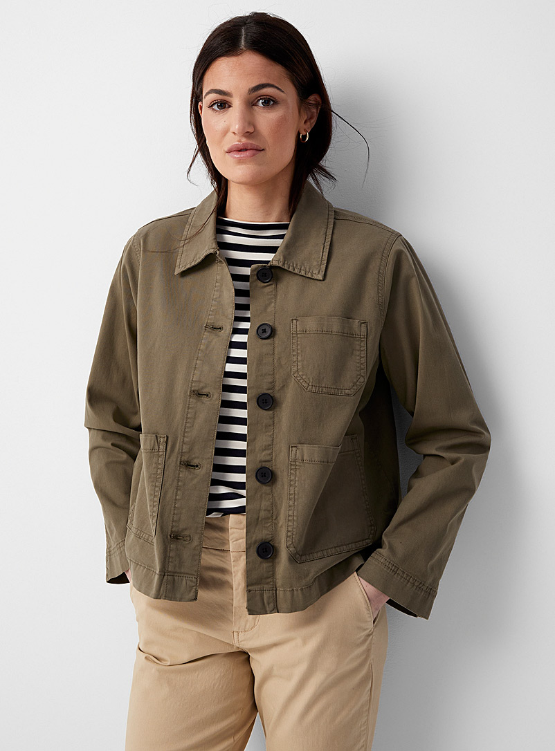 Part Two Mossy Green Khaki patch pockets jacket for women