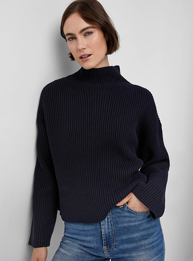 Part Two Marine Blue Angeline funnel-neck ribbed sweater for women