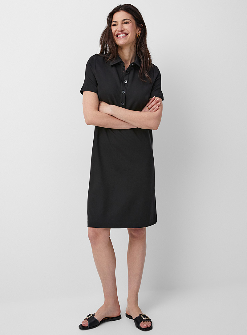 Part Two Black Elivia rich jersey straight polo dress for women
